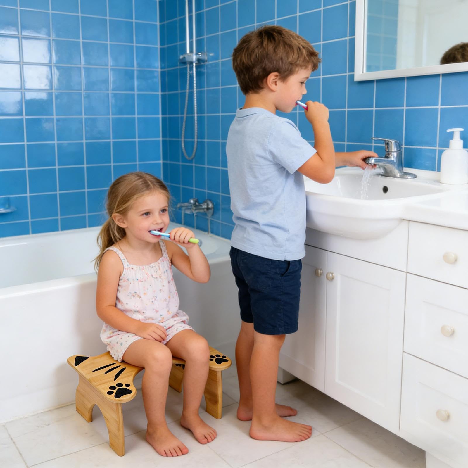 Sgabello da Bagno Pedana Antiscivolo Per La Posizione Di Squat | Scalino Portatile in Legno da Bagno con Altezza di 18 cm Per Adulti Bambini Anziani per Doccia Bagno