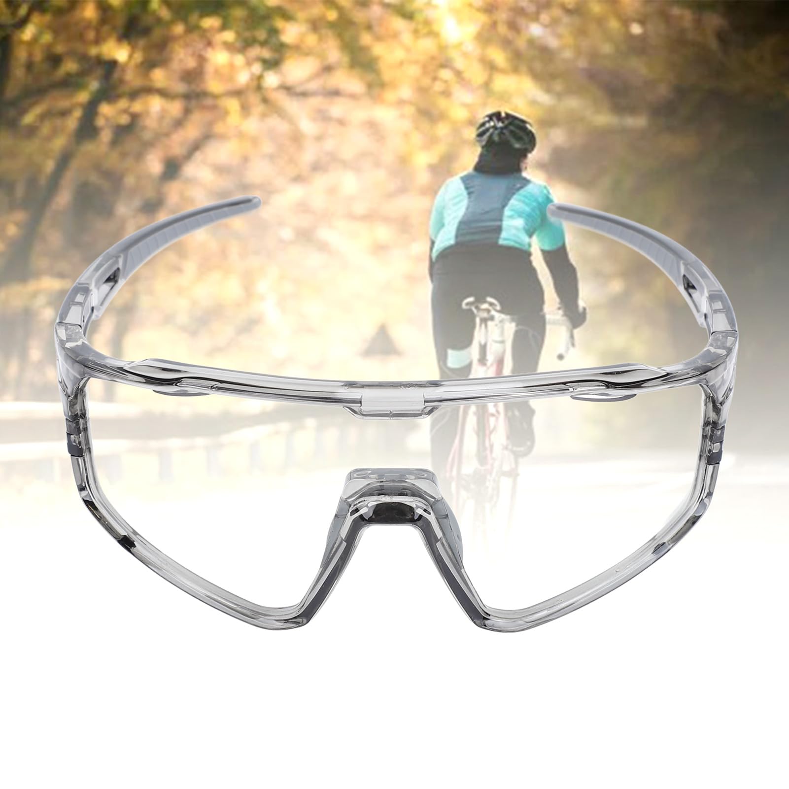 Schimer Occhiali da Ciclismo Fotocromatici Occhiali da Sole Polarizzati Argento Antivento UV400 per Corse, Corse, Guida All'aperto