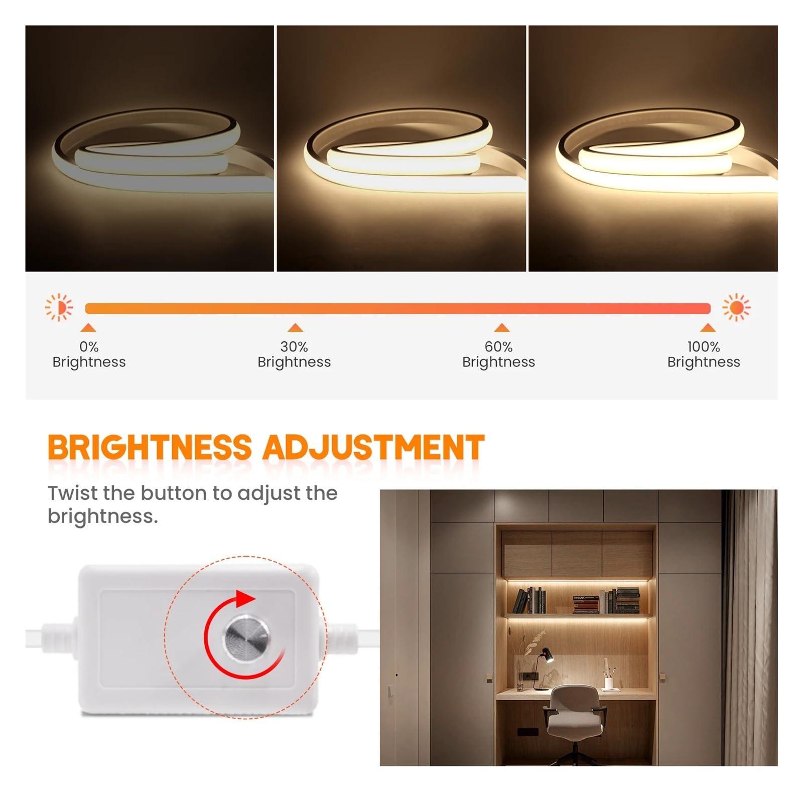 Tira de LED COB inteligente 220V 288LEDs/M Cinta de luz de neón regulable impermeable WiFi Bluetooth Control remoto táctil