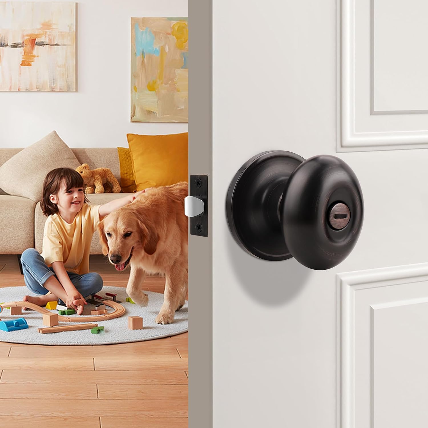Gobrico 10 Pack Oval Privacy Door Knobs with Oil Rubbed Bronze Finish Egg Shaped Door Knobs for Bedroom Bathroom Stainless Steel Door Knobs and Handles