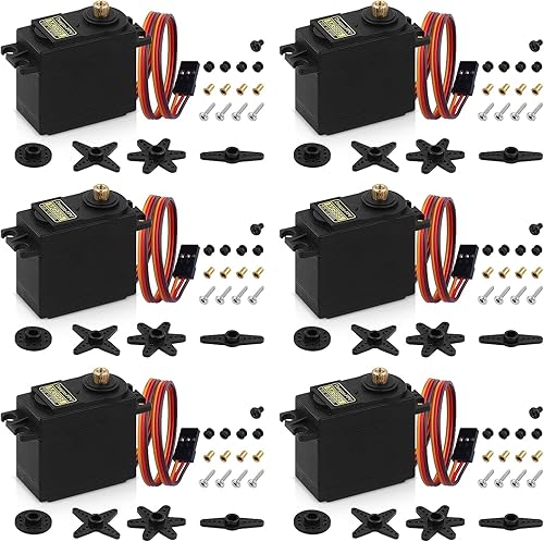 Vista 13 de Paquete de 4 servomotores MG995 ángulo de control 180 de engranaje de metal servo servo de 28.7 lbs de par digital de alta velocidad para DIY Smart