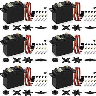 6pcs MG995 55G Micro Servo Motor Metal Geared Motor Kit for RC Car Robot Helicopter, Mini Servos for Arduino Project