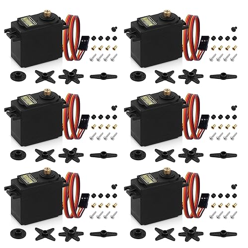 6pcs MG995 55G Micro Servo Motor Metal Geared Motor Kit for RC Car Robot Helicopter, Mini Servos for Arduino Project