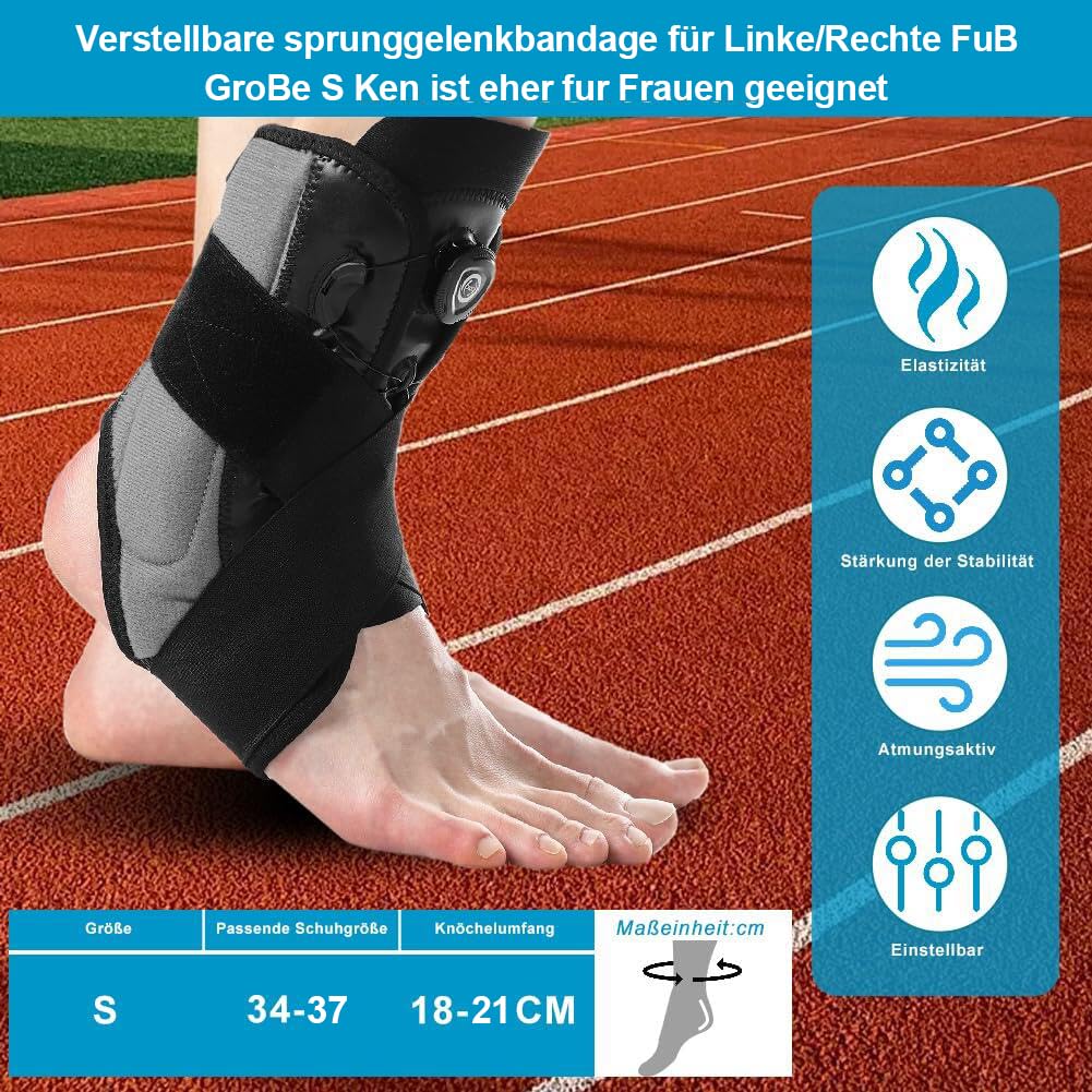 COMFORCE Fascia per caviglia destra sinistra per caviglia regolabile con manopola per distorsioni, tendinite, sperone calcaneare, fascite plantare, tendinite di Achille - M