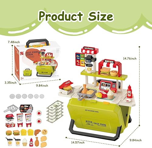 Miniatura 2 de Juego de 55 piezas de juguetes divertidos portátiles de comida rápida para niños de 3 a 8 años  Juguete realista de cocina al aire libre, juego de