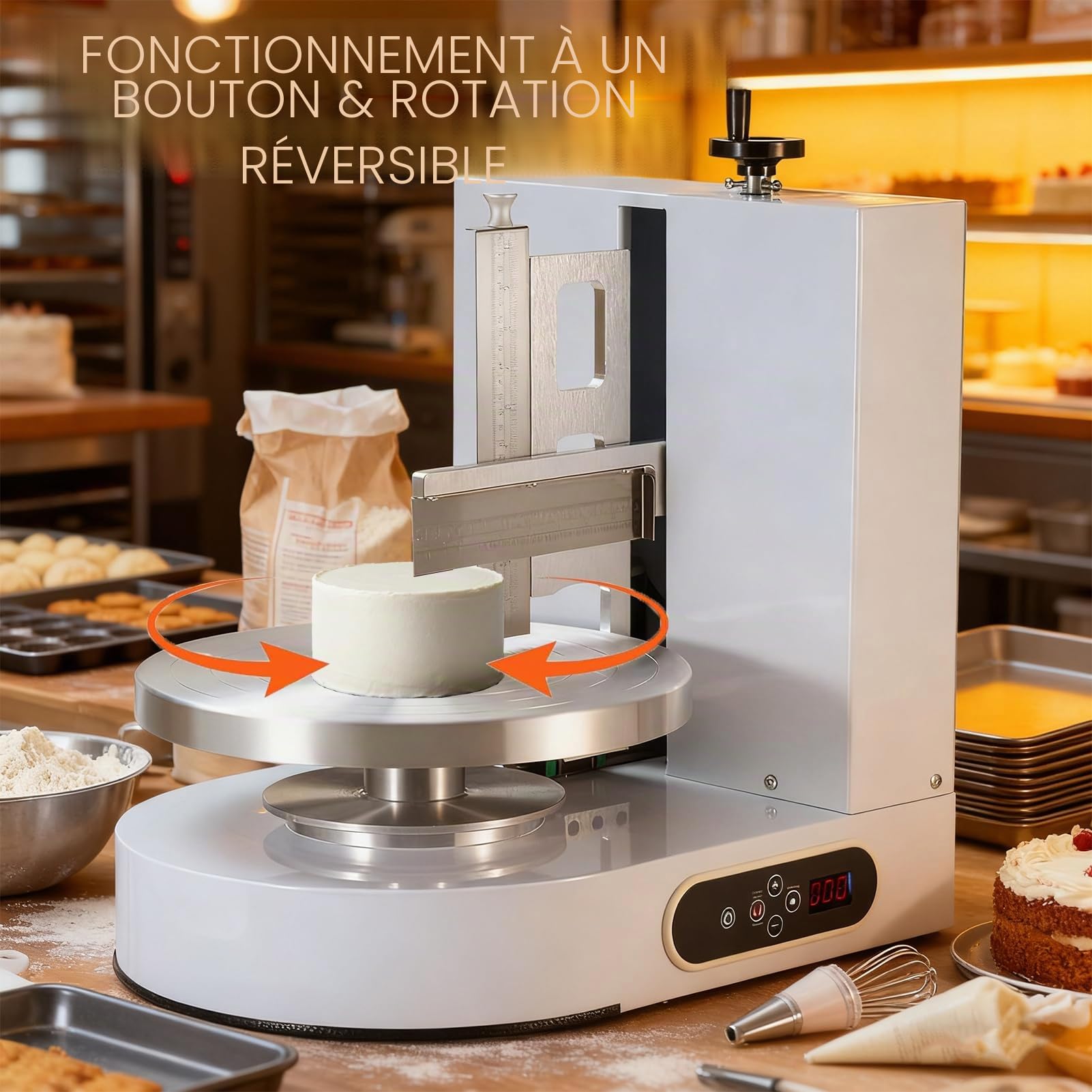 Lisseur Gateau Patisserie Électrique Et Plateau Tournant Automatique, Vitesse Réglable pour Gâteaux De 10 À 30,5 Cm, Équipement De Boulangerie Professionnel