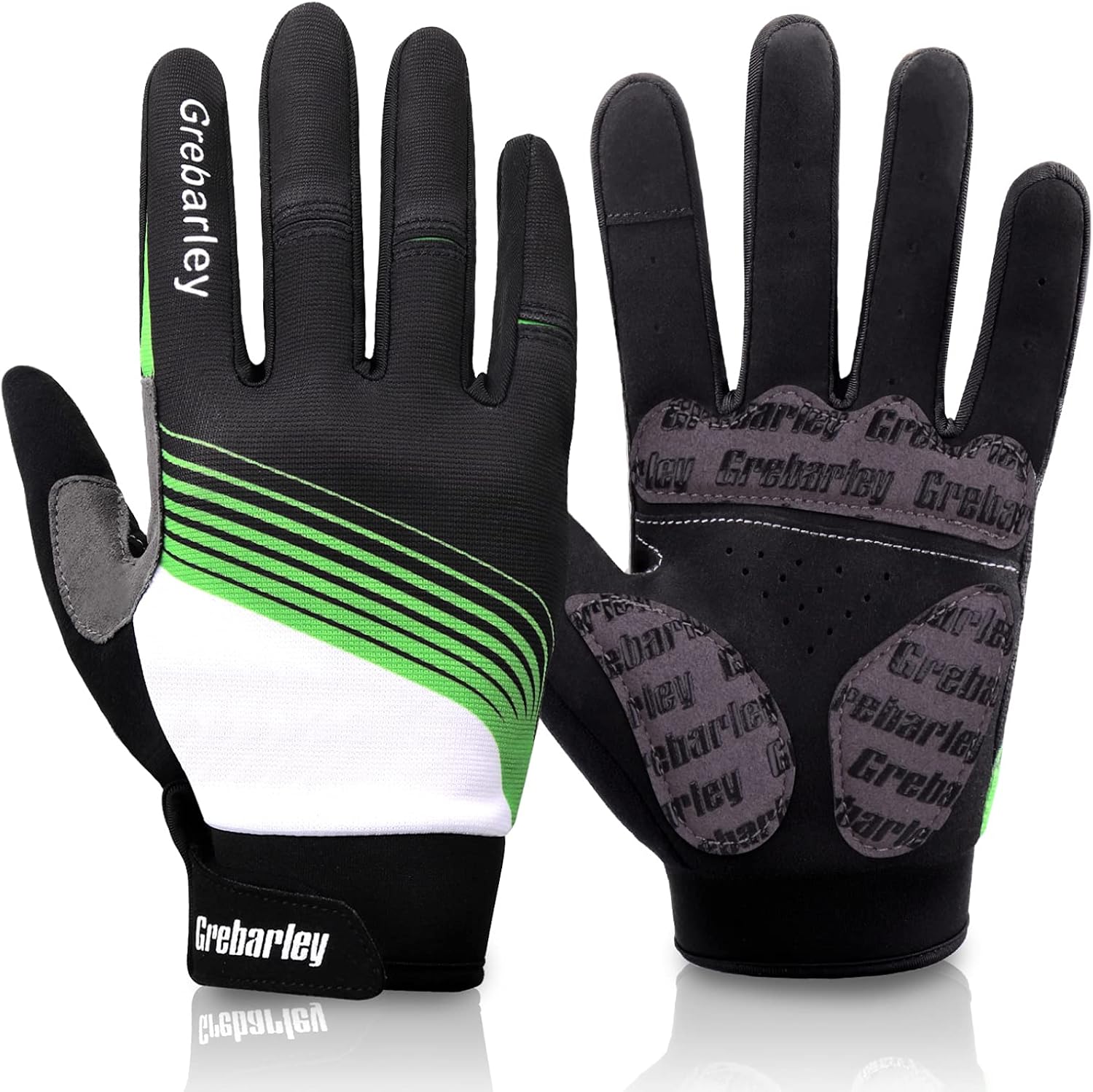 Grebarley Cycling Gloves Full Finger Mountain Bike Gloves with AntiSlip ShockAbsorbing Pad