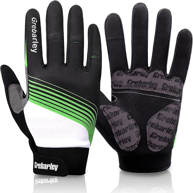 Grebarley Cycling Gloves Full Finger Mountain Bike Gloves with Anti