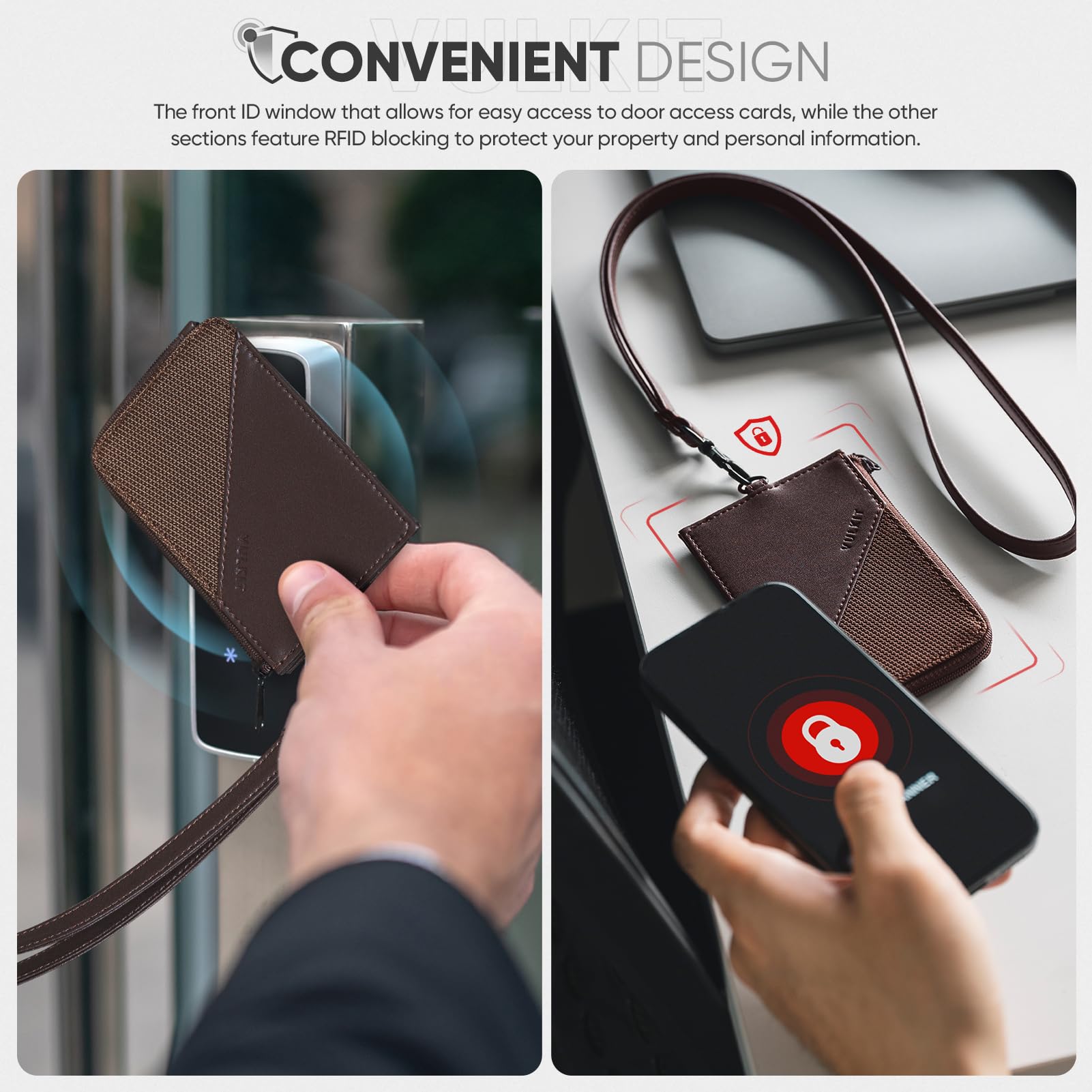VULKIT ID Card Holder Lanyard for Neck with Zipper Pocket Work or School Card Badge Holder, Clear Window, Can Hold Coins, Key - Image 3