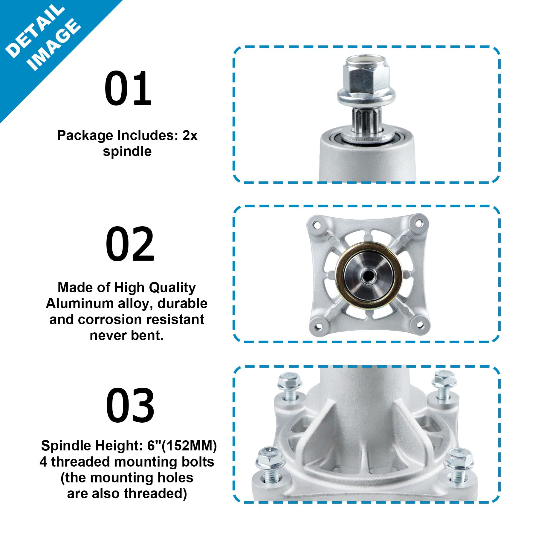 2 Stück Mäher-Spindel-Set Für Hustler Rasenmäher (86,4–132,1 Cm) – Teil 604214