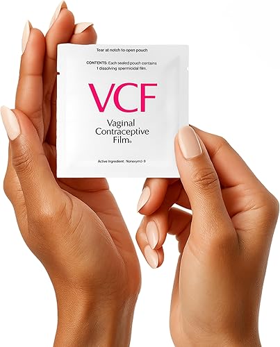 Miniatura 2 de VCF Película anticonceptiva vaginal con espermicida, 1 caja de 9 previene el embarazo, nonoxyl-9 mata el esperma al contacto, sin hormonas, fácil de