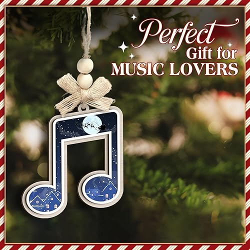 Miniatura 3 de Adorno de Navidad con notas musicales, adornos de notas musicales para músicos, amantes de la música, hombres y mujeres, idea de intercambio de