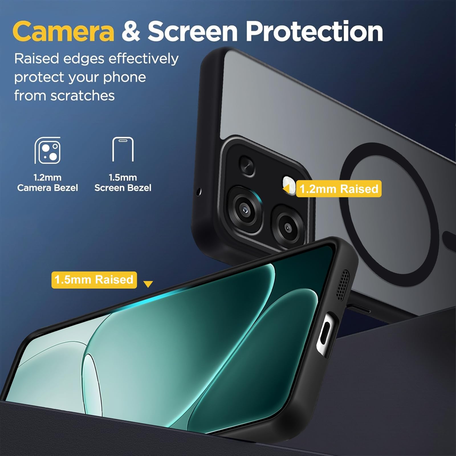 Custodia Magnetica Opaca Traslucida Per OPPO A6 Pro 5G/4G, Compatibile Con MagSafe, Antiurto E Antigraffio, Bordi Rialzati, Colore Nero