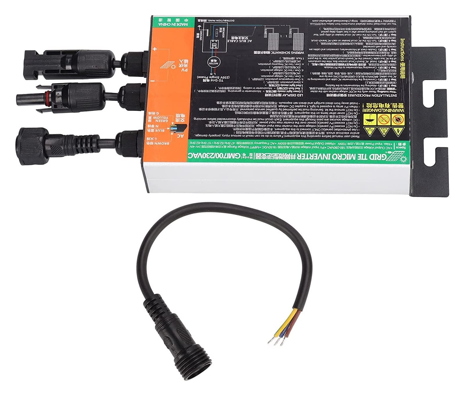 Falowniki sieciowe 700 W Solar Grid Tie Inverter Wysoki współczynnik konwersji MPPT Czysta fala sinusoidalna IP55 Wodoodporny 230 Solar Micro Inverter Mały system zasilania energią słoneczną do użytku