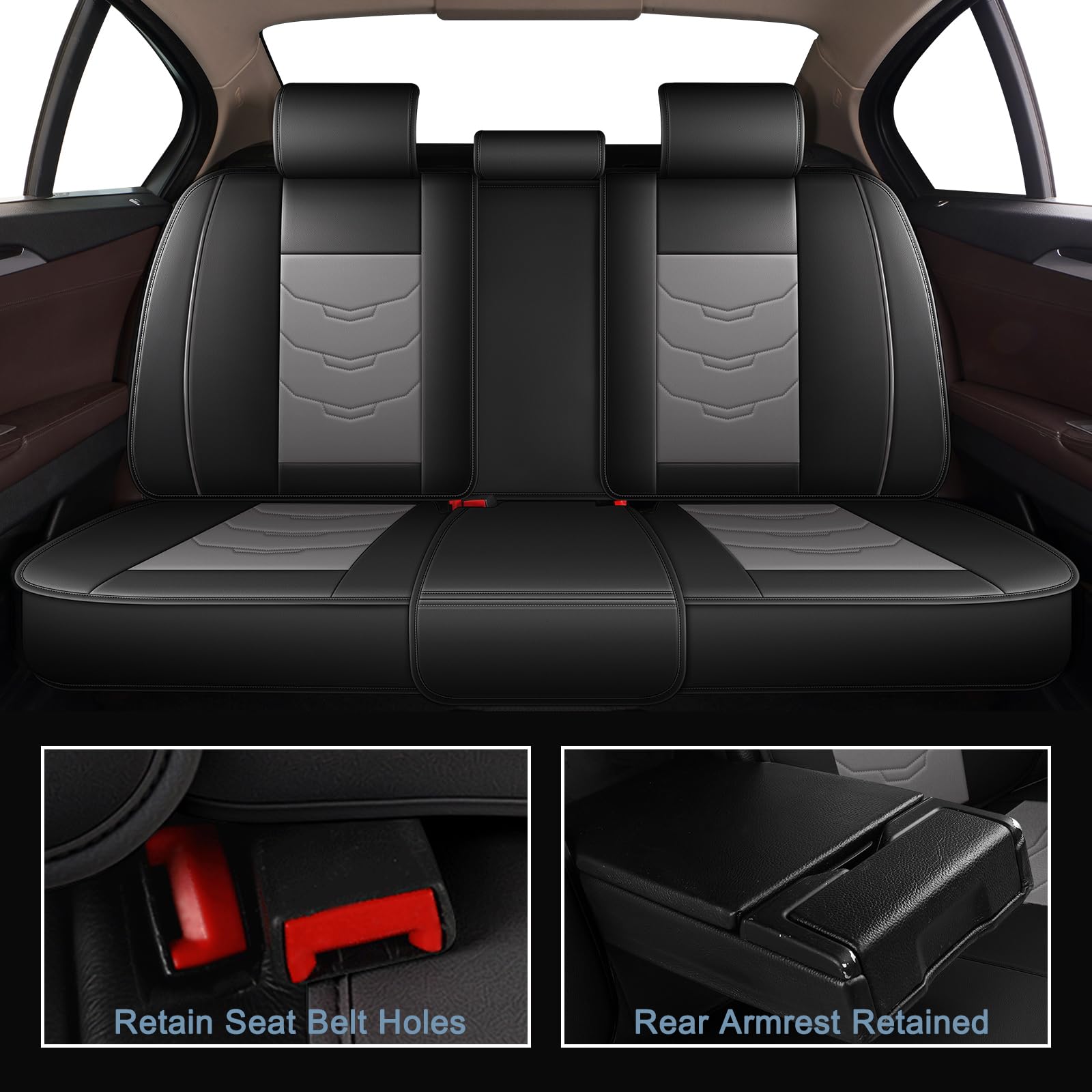 RAWAKORW Car Seat Covers Fit for Chevrolet/Chevy Cobalt 2005-2010 Full Set Luxury Leather Seat Cushion Waterproof Automotive Seat Protectors(5 Seat,Black&Grey)