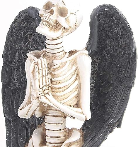 Miniatura 5 de Figuras de calavera humana, alas de ángel negro, estatuas de cráneo, esqueletos, estatua, calavera, figura coleccionable para decoración del hogar
