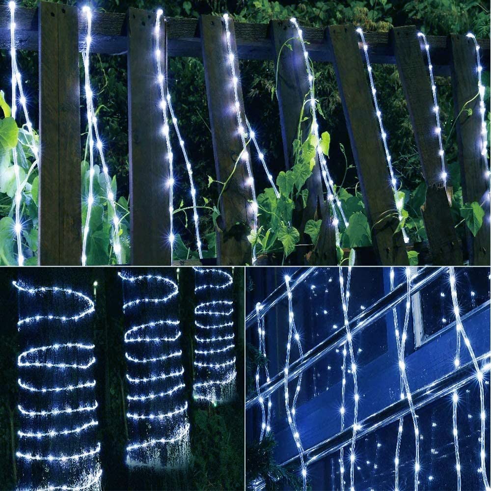 4M LED Lichtschlauch Außen, 36 LEDs/m 220V Indoor Kaltweiß LED Schlauch Leuchtstoffröhre, Manueller 8-Funktions-Modus Outdoor LED Lichter Wasserdicht Lichterschlauch für Weihnachten Partydeko