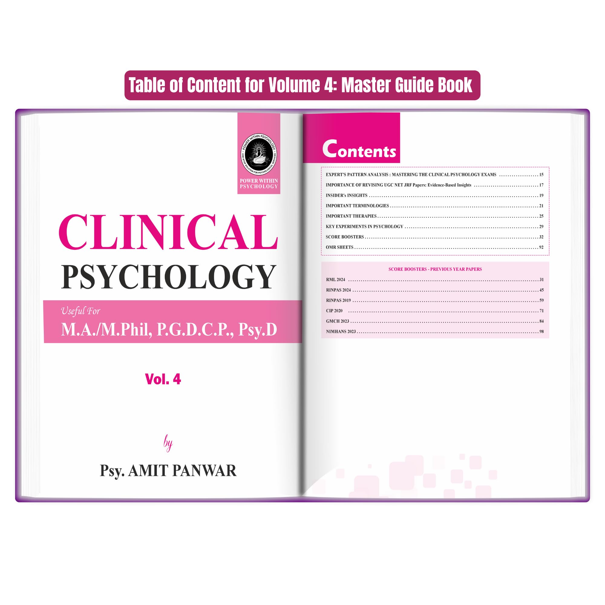 PWP MPhil / MA Clinical Psychology (4 Books Set) - PsyD & Post Graduate Diploma in Clinical Psychology (RCI) Entrance Exam Preparation Book - New & Updated Edition 5, 2026 - Power Within Psychology 4