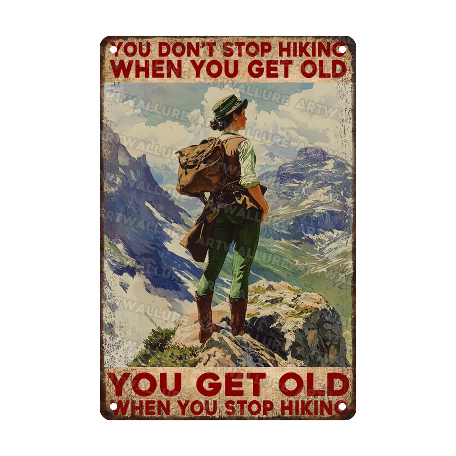 Anceky Vintage Sign Hiking Don'T Stop When Old Metal Tin Sign Funny Wall Decor for Home Yard Garage Farmhouse Bar Kitchen 12×8 Inch