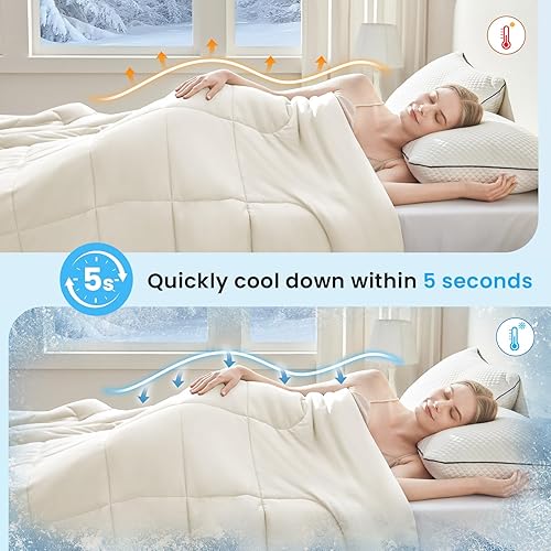 Miniatura 111 de HYLEORY - Edredón para cama tamaño California King, para todas las estaciones, relleno acolchado de plumón de ganso alternativo con pestañas