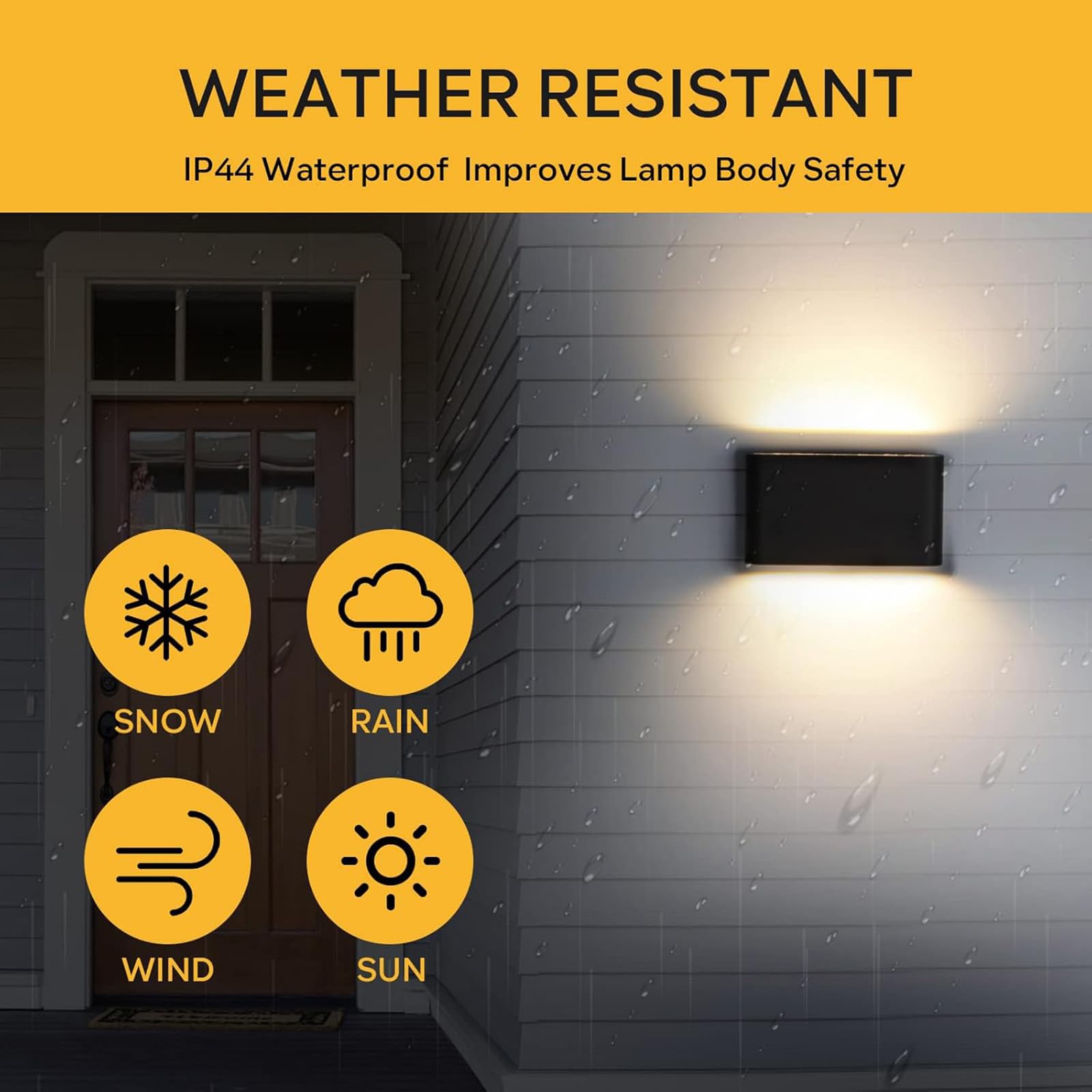 Außen IP65 Wandleuchte Radar Bewegungssensor Wandlicht Lampen Aluminium LED Wandlampe Schwarze Wandbeleuchtung Up Down 3000K/4000K/6000K für Gärten Terrassen Schlafzimmer (Weißes Licht,60W)