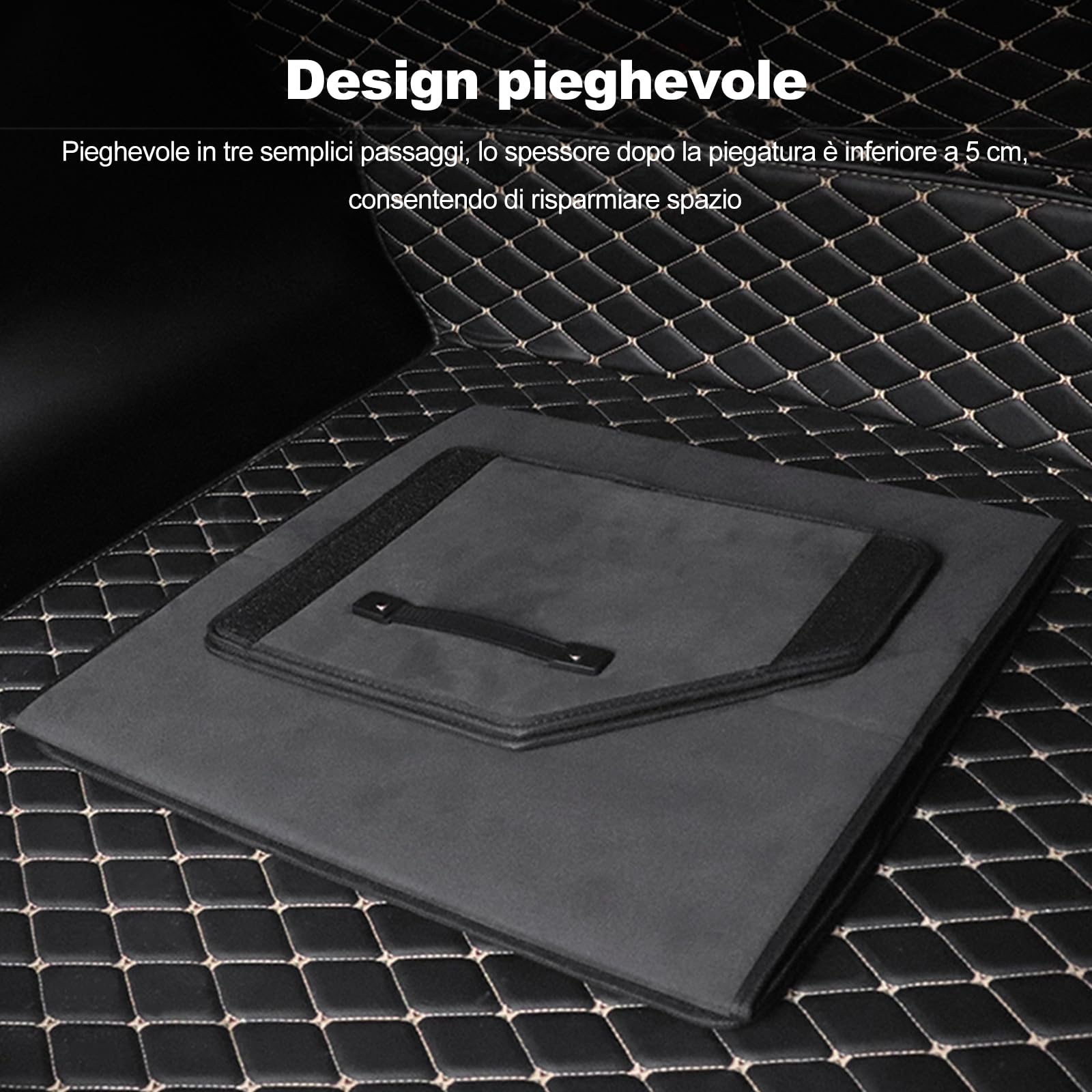 Ergocar Organizzatore per bagagliaio da auto antiscivolo, pieghevole borsa per baule di alta qualità con coperchio, organizer per bagagliaio con manico resistente per auto/SUV/camion (medio)