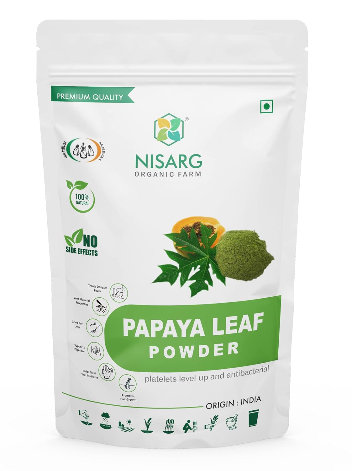 Buy NISARG ORGANIC FARM Papaya Leaf Powder I 100 Natural & Pure Organic I Traditional Method