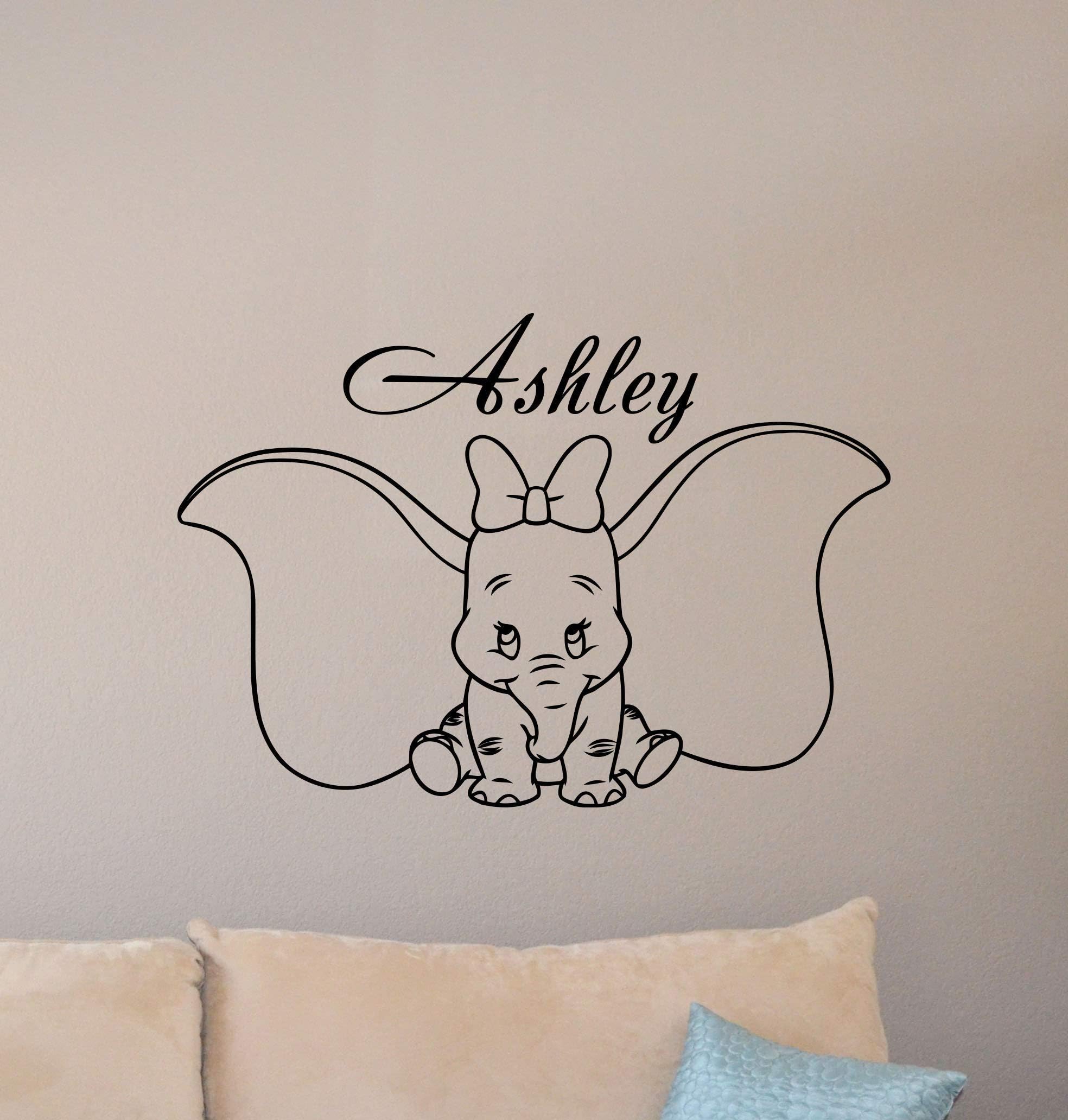 Personalized Girl Name Dumbo Wall Decal Poster Custom Sign Quote Disney Elephant Vinyl Sticker Gift Baby Room Decor Bedroom Wall - Made in USA-Fast delivery