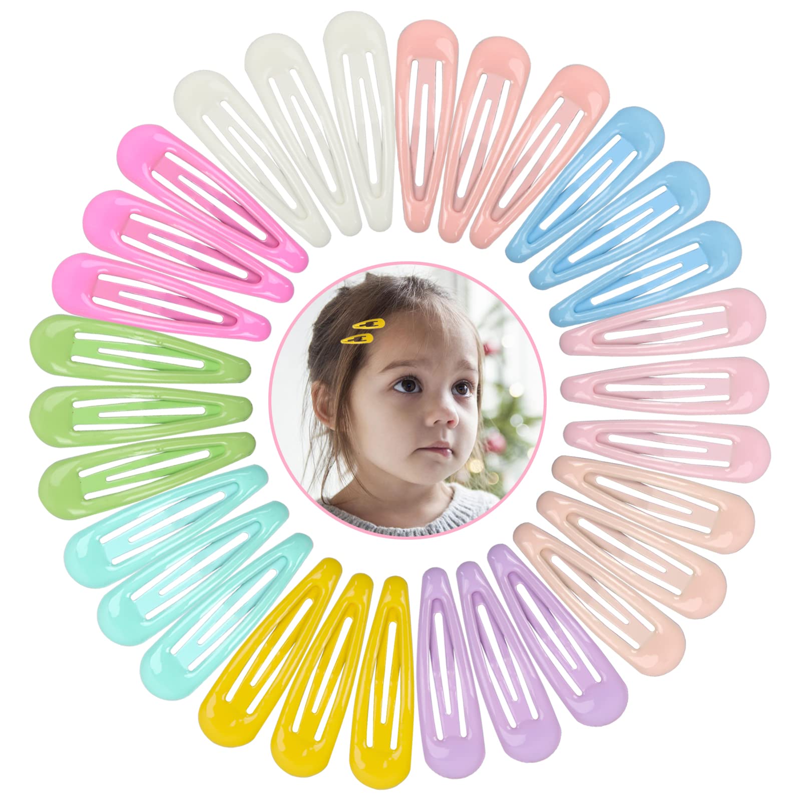 30 Piezas Multicolor Horquillas Pelo para Niña, Broches para el Cabello Antideslizantes de Metal,Clips de Pelo a Presión Simple,Horquillas Pinza De Pelo,para Niña Mujeres Infantiles