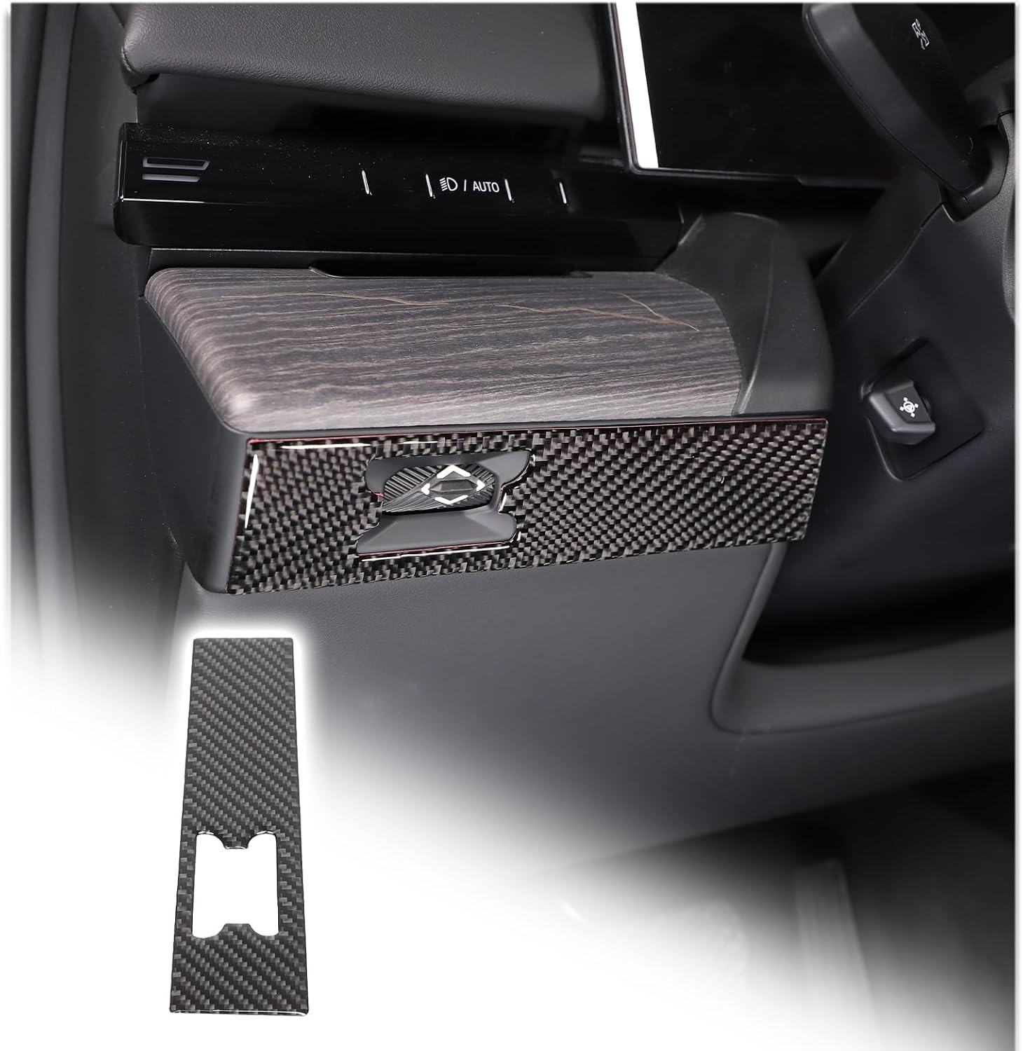 Center Console Cover Trim Compatible with BMW 5 Series G60 2024,Carbon Fiber Dashboard Left Panel Trim,BMW Interior Sticker Trim Accessories 1PCS (Red Carbon)