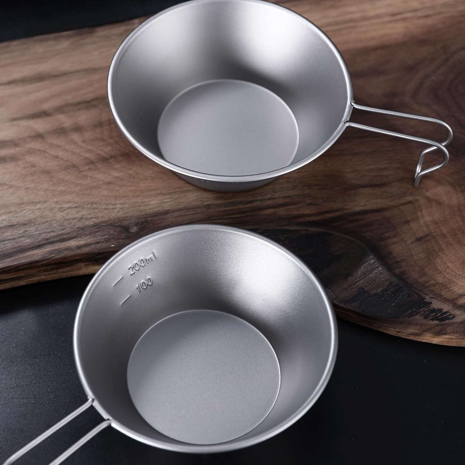Sierra Cup Titanium Camping Bowl 260ML with Fixed Handle Ultralight Portable Outdoor Cookware（Ta3605*2）