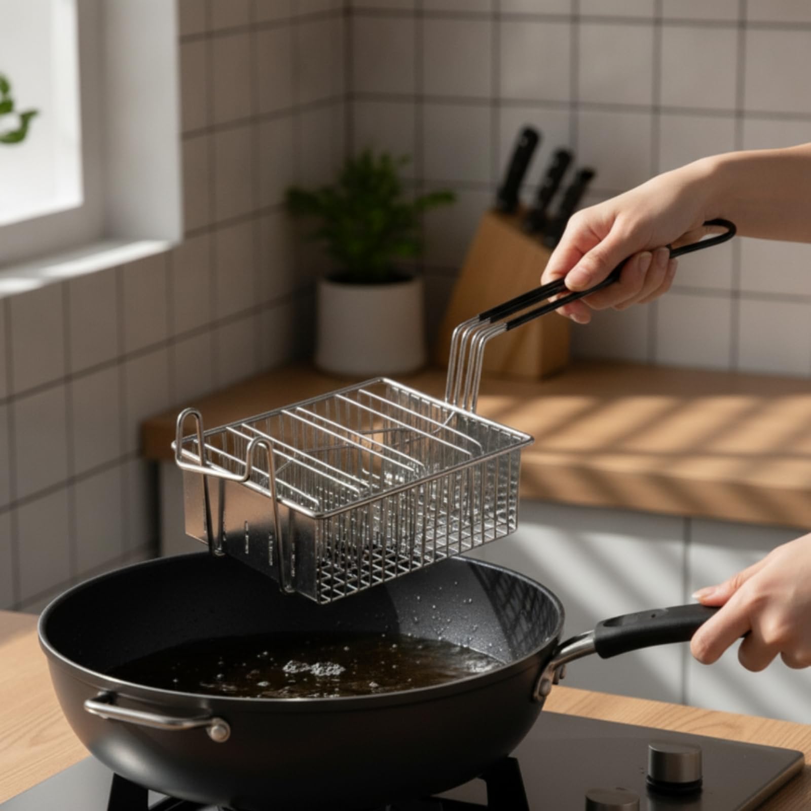 Lebensmittelecht Frittierkorb mit Griff