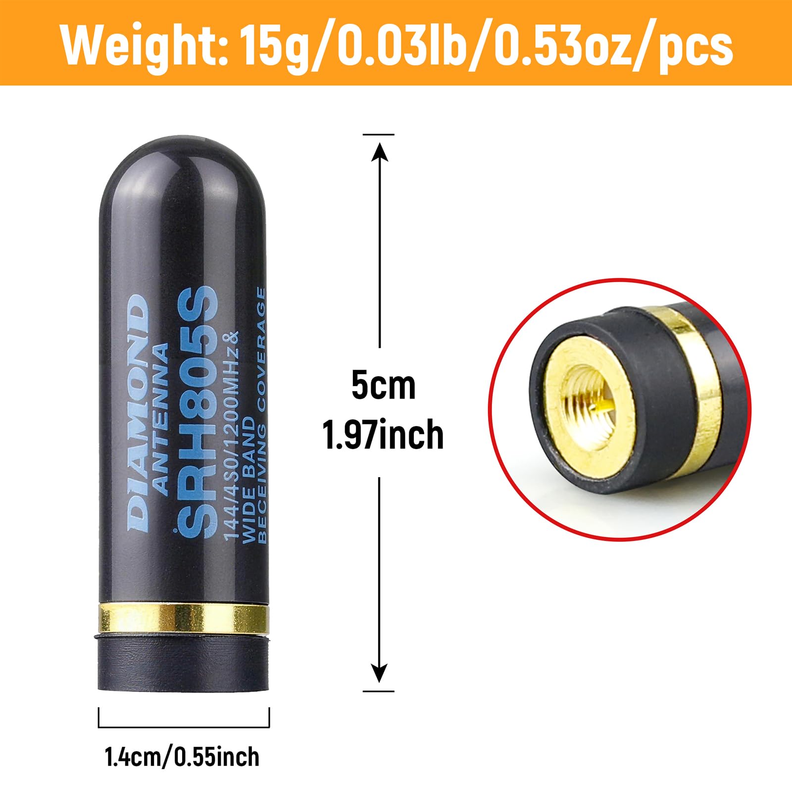 SRH805S Antenna universale di ricambio corta per walkie-talkie VHF/UHF 144/430/1200MHz SMA maschio antenna per radio BTECH PUXING Kenwood HYT (confezione da 2)