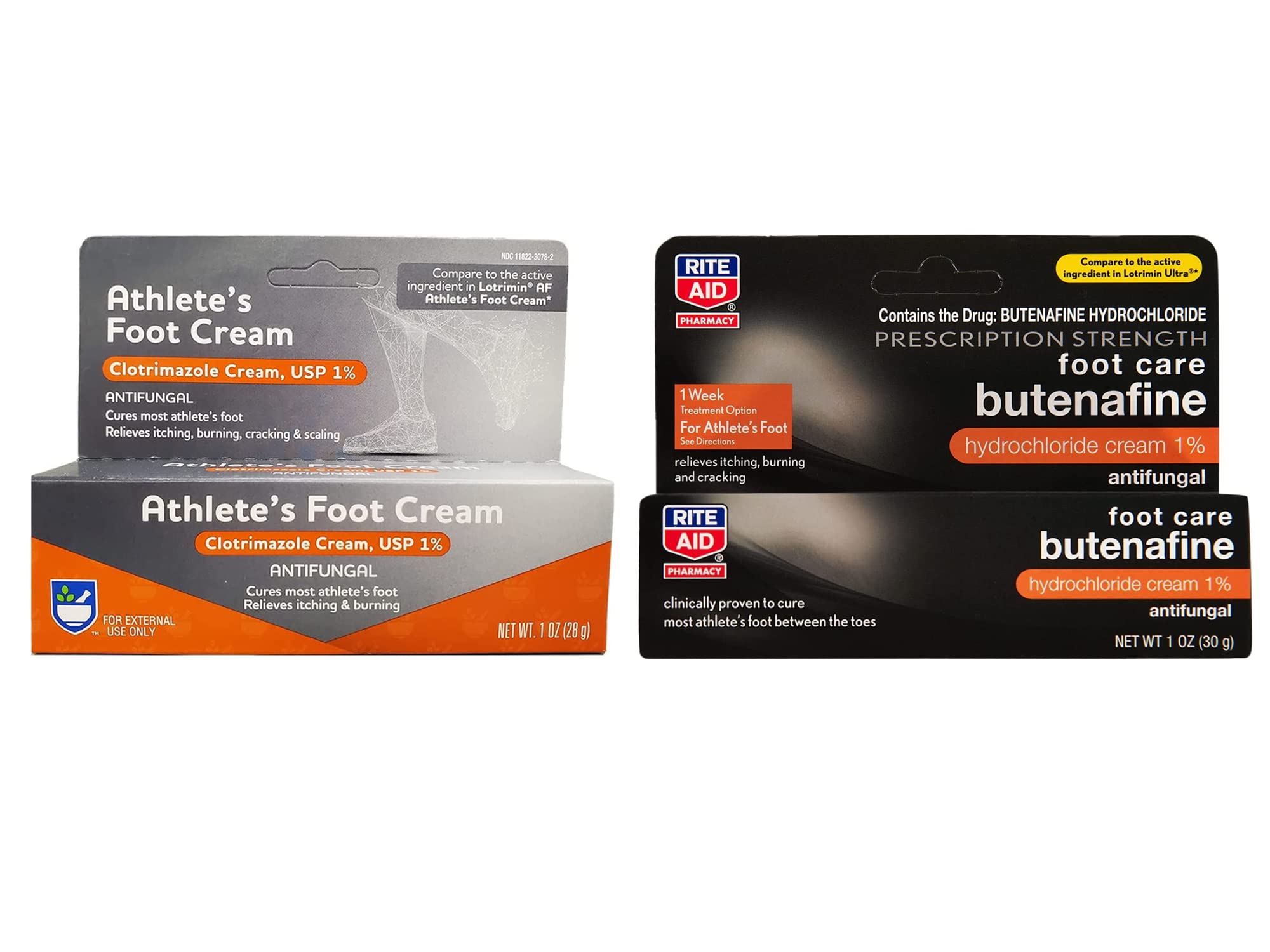 Rite AidAthlete's Foot Cream, Clotrimazole 1% and Butenafine Hydrochloride Cream 1% | Reliefs Itching & Burning