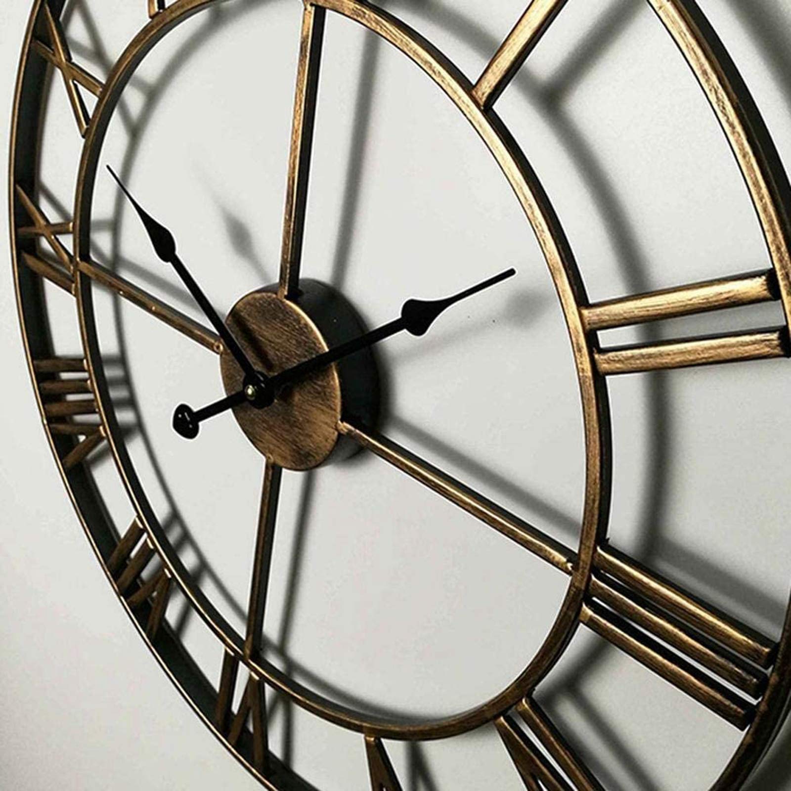 Garten-Wanduhr für den Außenbereich, große Retro-römische Ziffern, Gartenuhr, offenes Zifferblatt, Schmiedeeisen, wasserdichte Outdoor-Uhr, Innen- und Außendekoration, Außenuhr, stumm, Quarz