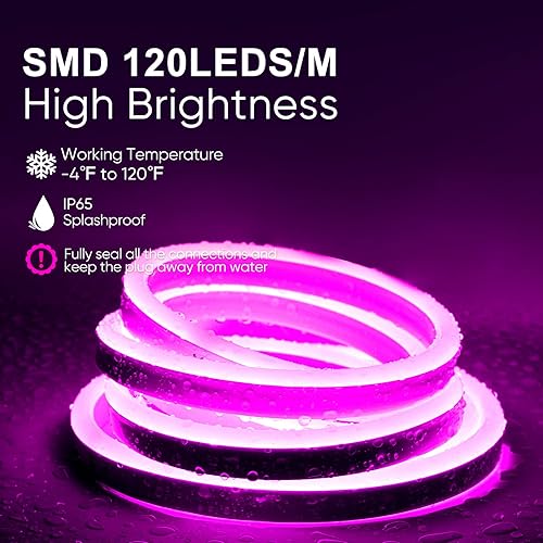 Miniatura 5 de Shine Decor Bundle Products of Dimmer Pack Remote with Pink 15M50ft LED Neon Rope Lights Kit