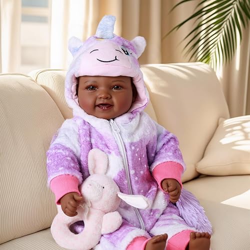 BABESIDE Value 5-Piece Black Baby Doll Set – Includes 15-Inch Lifelike Doll, Clothing, Birth Certificate, Bottle and Magnetic Pacifier, Soft Body Realistic Newborn Gift for Kids Age 3+