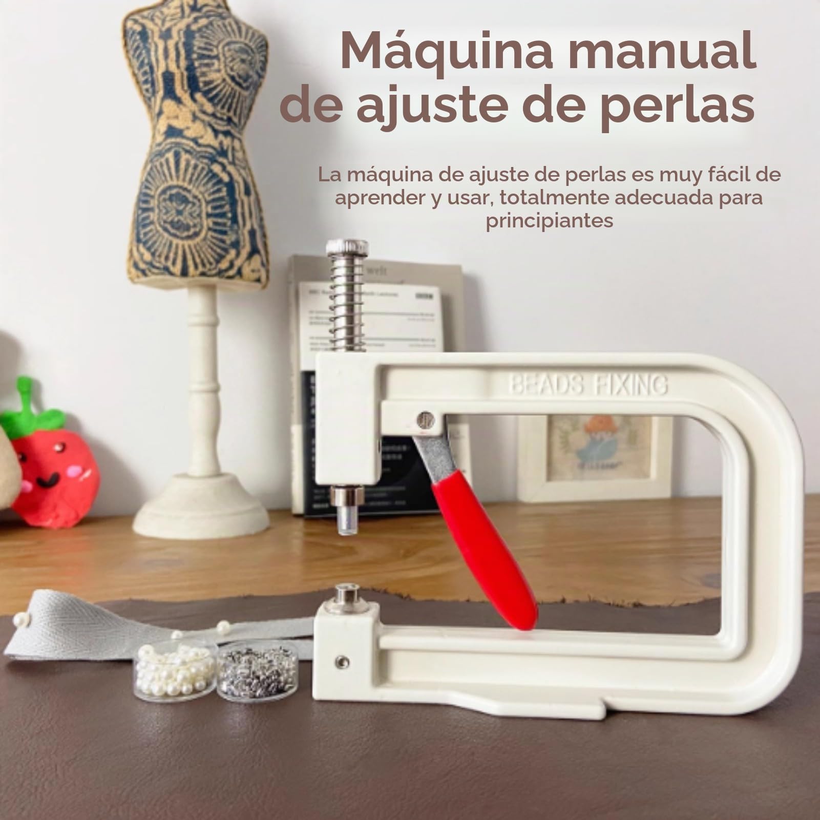 Máquina De Encaje Hecho A Mano De La Perla, Máquina Manual De Prensa De Mano Con Cuentas De Perlas Blancas