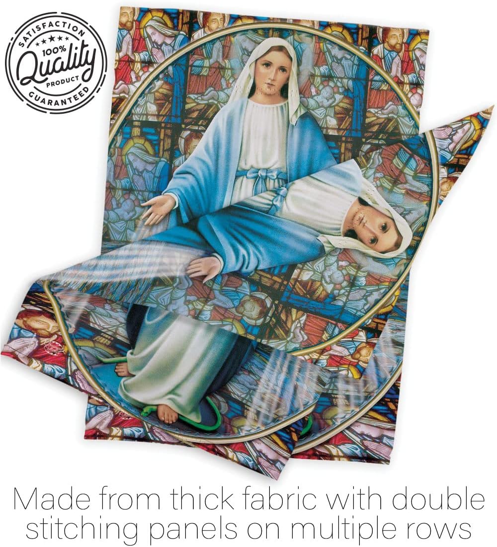 Our Lady of Grace Garden Flag Set with Stand Religious Faith Hope Peace Dove Christian Religion Easter House Decoration Banner Small Yard Gift Double-Sided, Made in USA