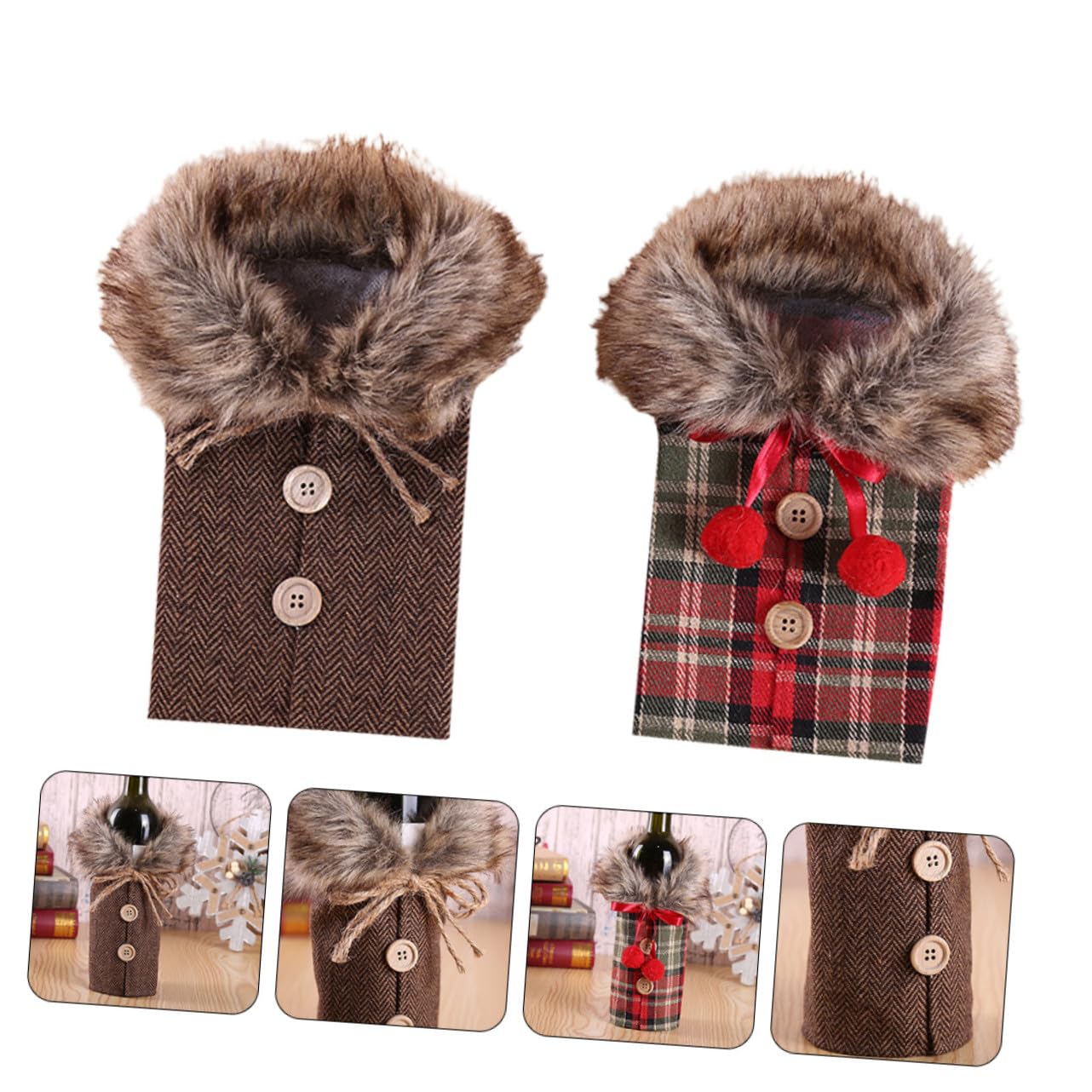 LOLIPPYY 2 Pièces Housse de Bouteille Vin Noël Résistant Lot de Décoration Festive pour Fête et Cadeau Élégant