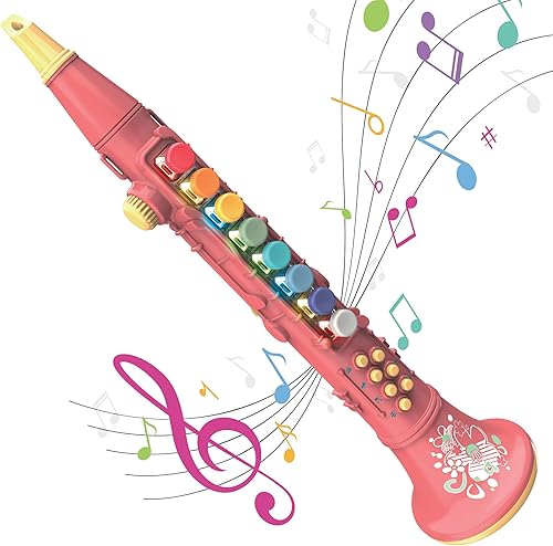 Funshpiel Instrumento musical para clarinete Clarinete interactivo para niños Instrumento de juguete educativo con 5 niveles de volumen Función