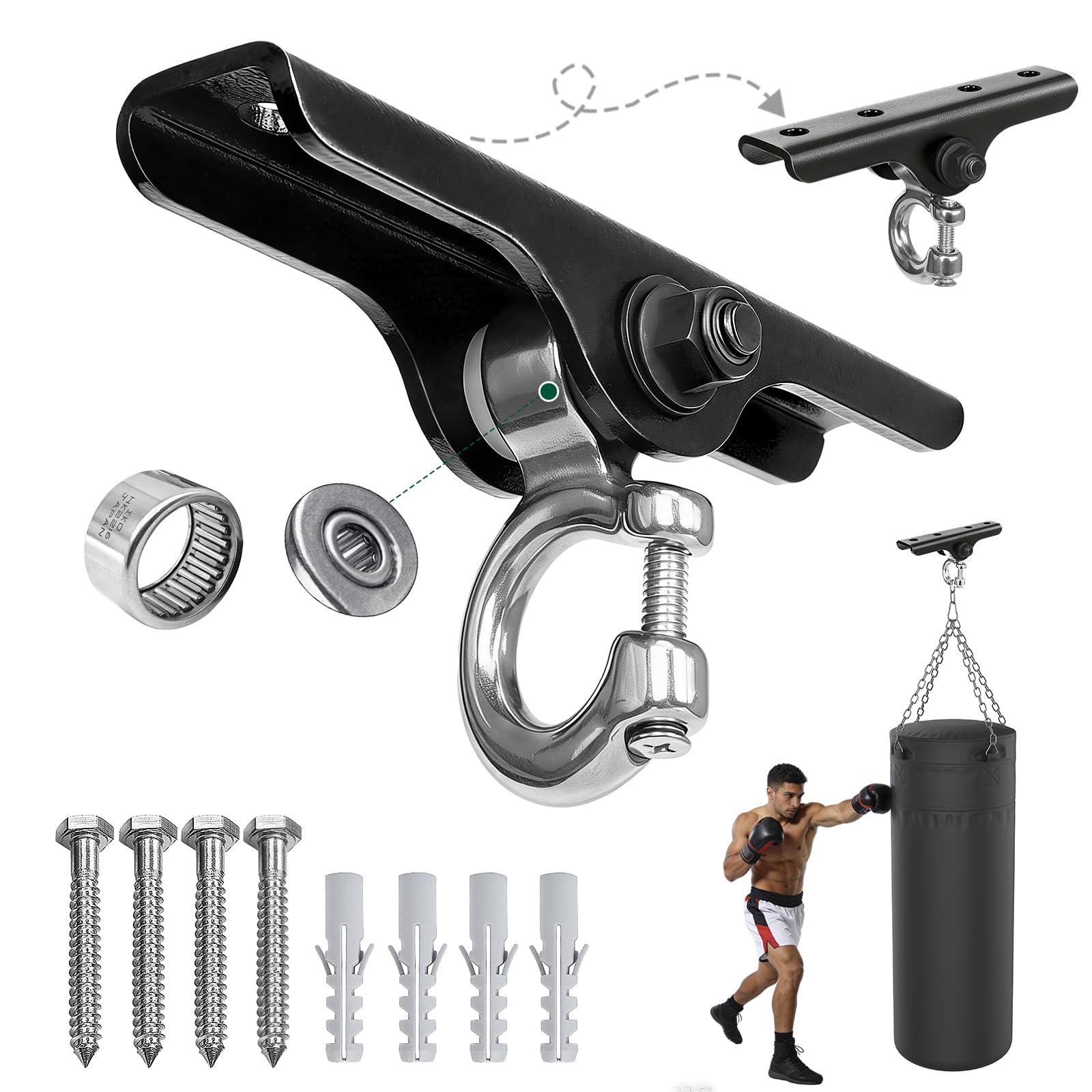 Yyiwhmy Heavy Duty Swing Hanger,180° Silent Oscillation, 800 lbs Capacity, for Playground, Swing Set, Hammock, Yoga, Punching Bag