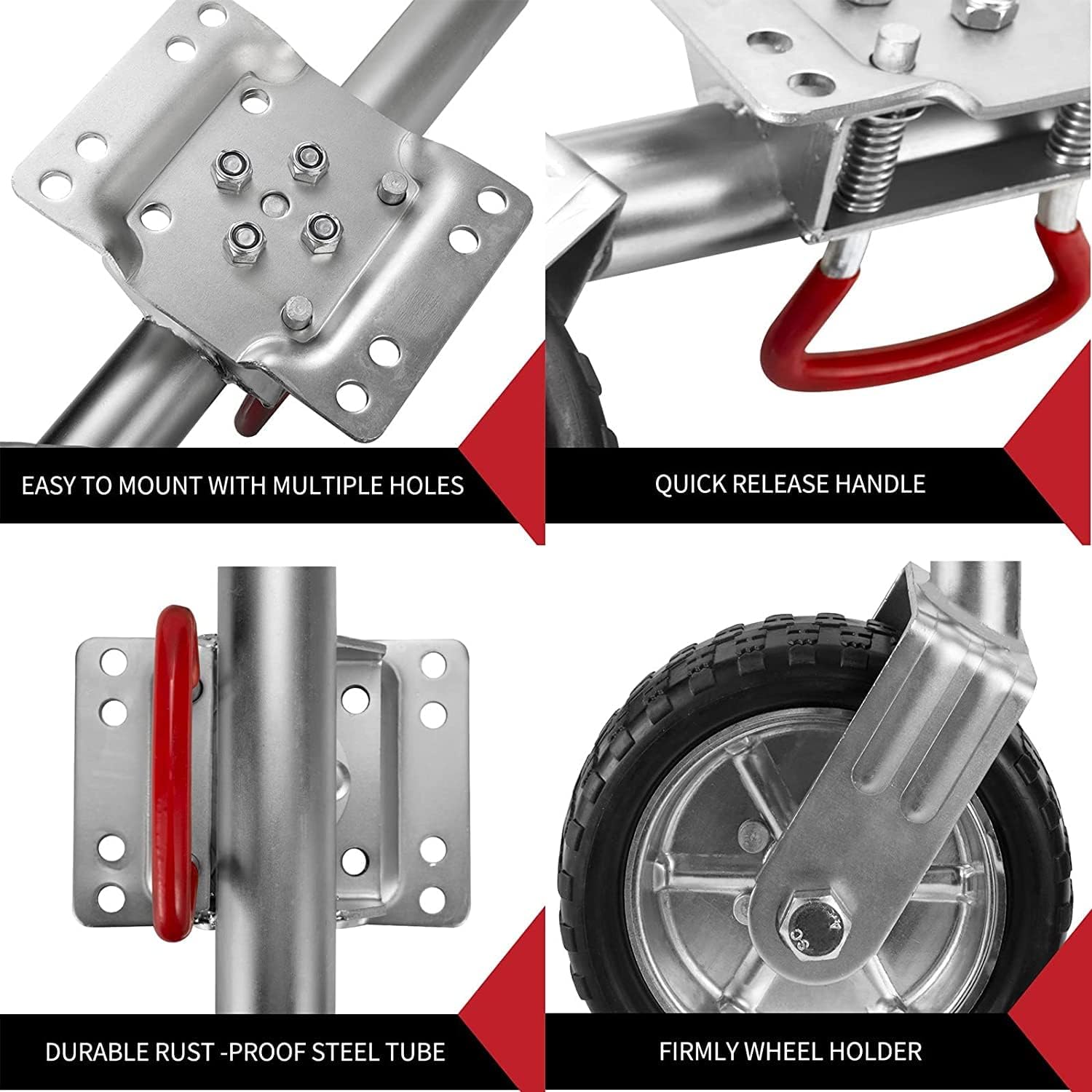 Jack with Wheels Trailer Jack Wheel,Bolt-On Swivel Tongue Jack,Boat Trailer Jack Stand 1500Lbs Capacity 10Inch Lift