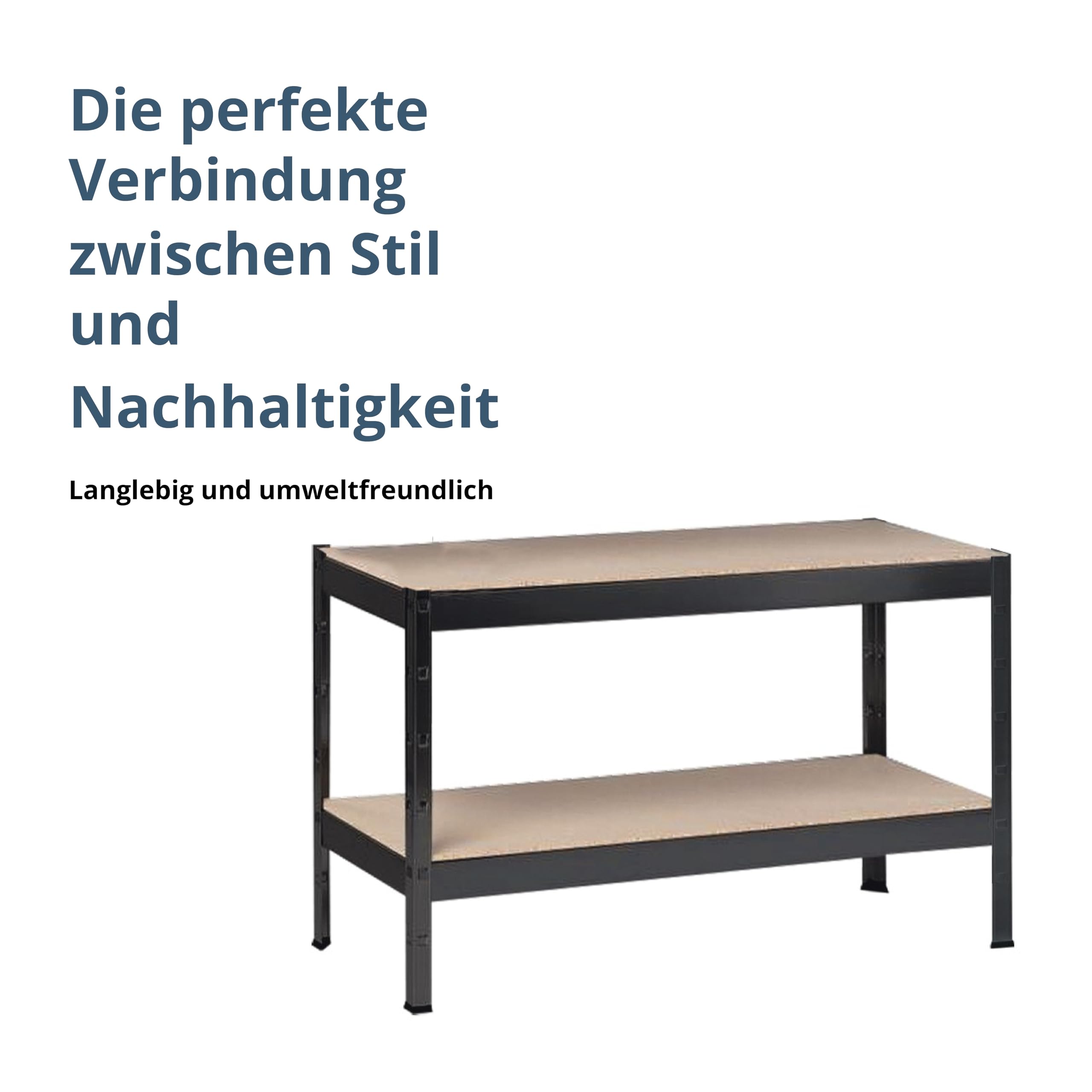 SCHULTE Regalwelt Schwerlastregal mit 2 Holzböden, 43x100x35 cm (HxBxT), Traglast pro Ebene ca. 90 Kg, schwarz-Struktur, Lagerregal, Kellerregal, Werkstattregal, Steckregal