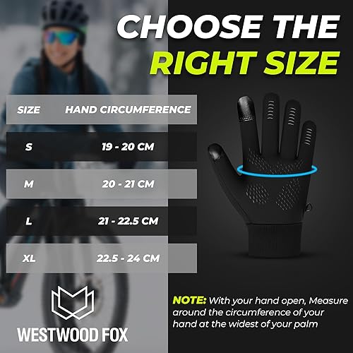 Miniatura 5 de WESTWOOD FOX Guantes térmicos de invierno resistentes al viento, guantes de correr para pantalla táctil, guantes de ciclismo de silicona