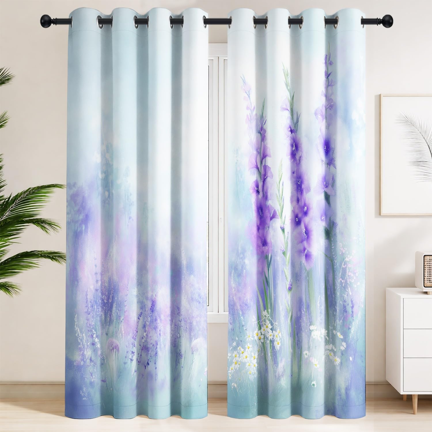 Rideaux isolants thermiques glaïeuls & marguerites pour une chambre cosy et douce