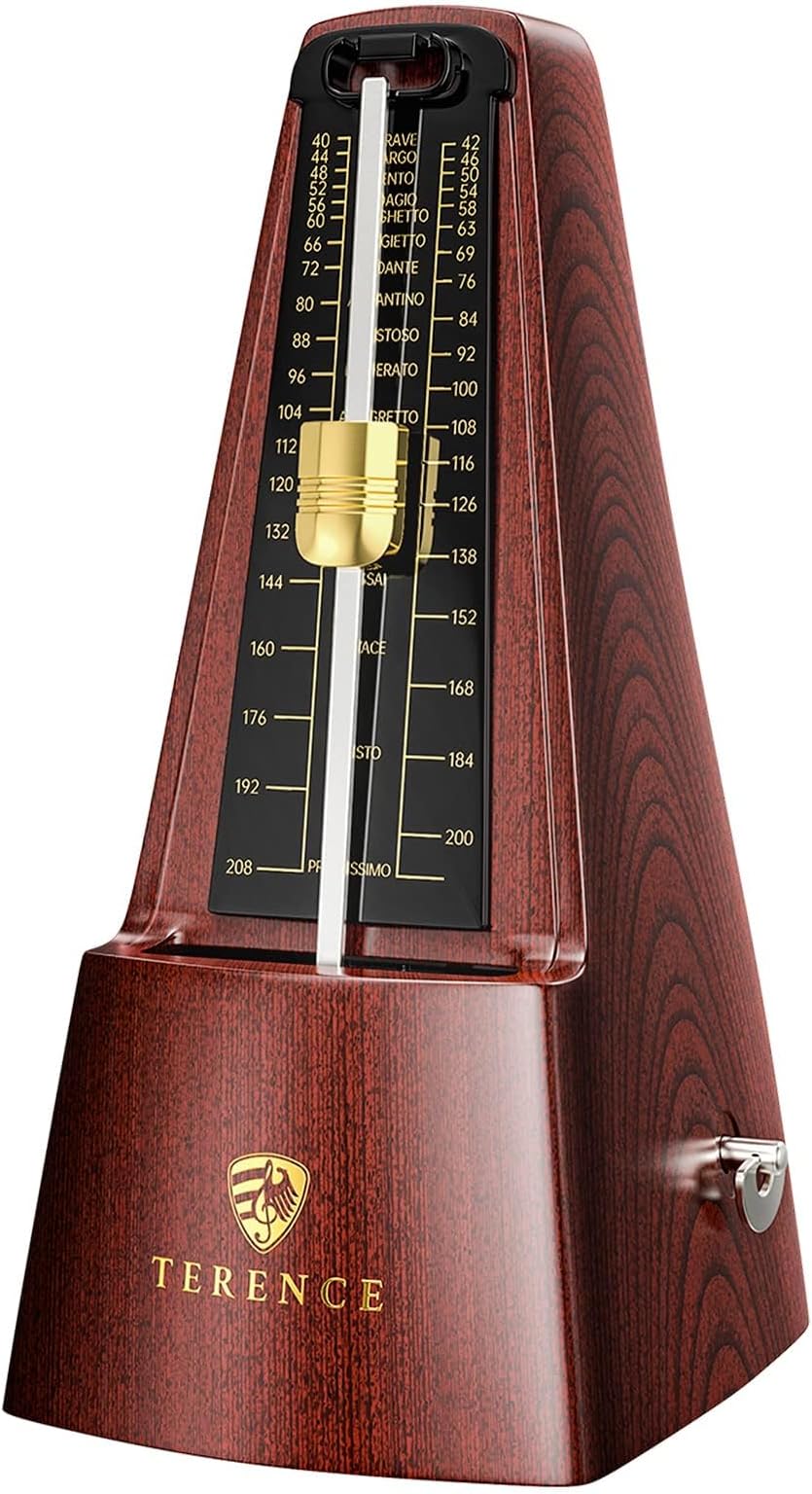 TERENCE Mechanical Metronomes for Piano Guitar Violin Bass Drum and Other Musical Instruments Loud Sound and High Precision Track Beat and Tempo for Beginners (Wood Grain)
