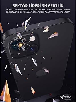 Babilden iPhone 15/15 Plus İle Uyumlu Kamera Lens Koruyucu Alüminyum Alaşım Çerçeveli Telefon Lensi Temperli Cam Koruma (Siyah)