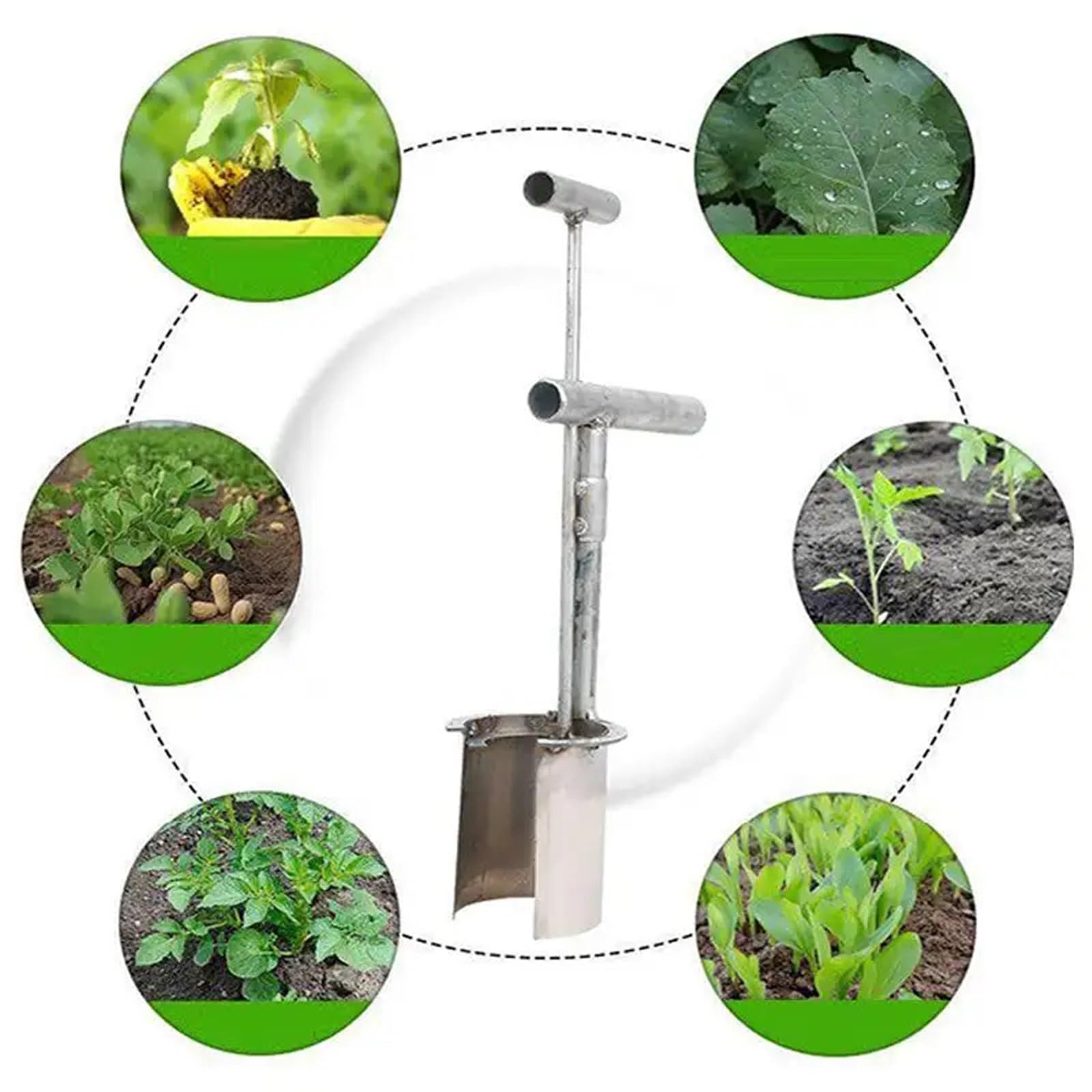 Plantoir Jardinage Transplanteur de semis plantes et d'arbres fruitiers, outil plantation, échantillonneur sol, baril jardin portatif, creuser des houes