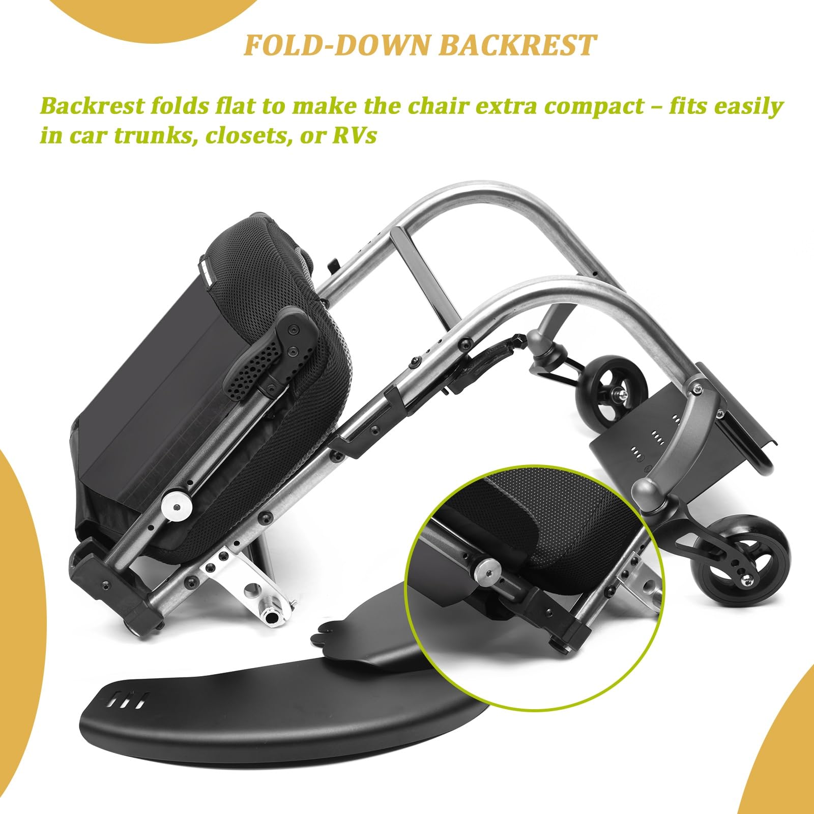 Carrozzina per Disabili Pieghevole leggera ad Autospinta, Sedia A Rotelle perSchienale diviso,Freno manuale,12KG(Green,15.7in Seat Width)